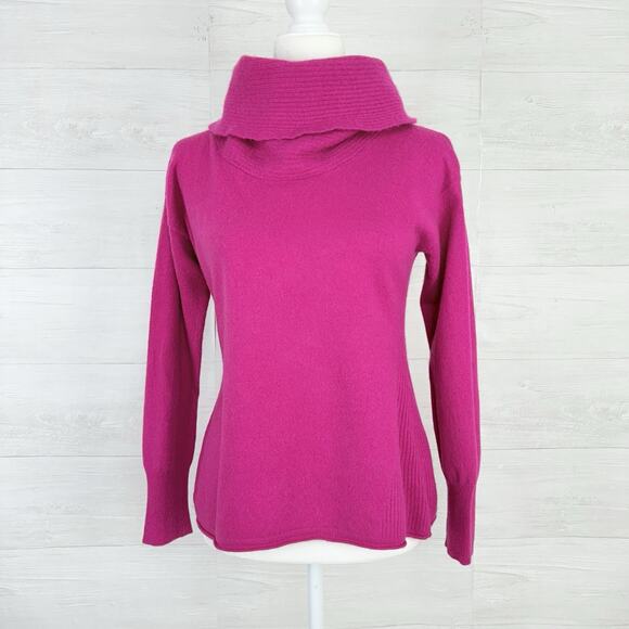 Nordstrom Collection 100% Cashmere Cowl Neck Sweater M Pink Luxury Soft Cozy - Picture 2 of 16